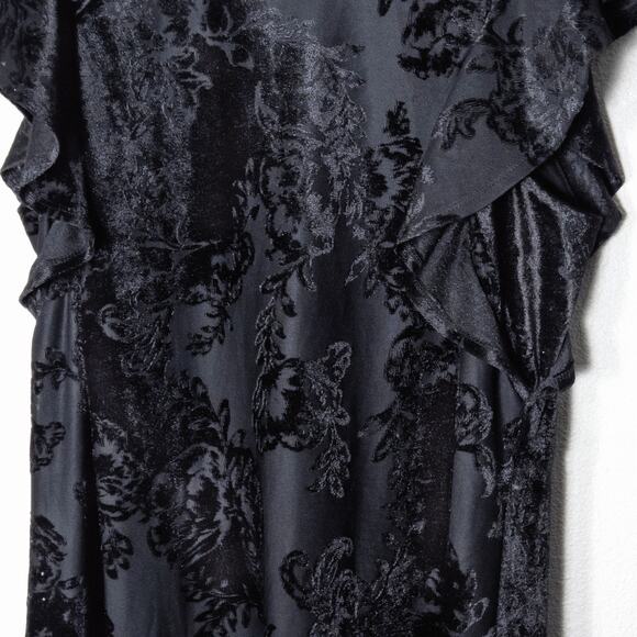 Apt. 9 Women’s Dress Dark Academia Velvet Romantic Noir Burnout Floral Size L - Picture 4 of 8